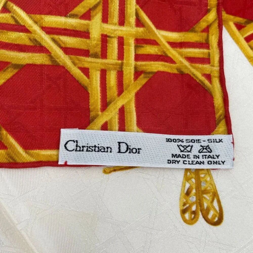 Dior Christian Scarf Silk Diana Insect Red